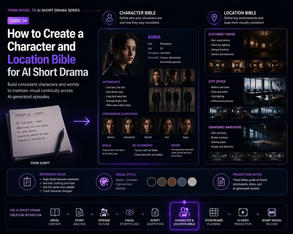 How to Create a Character and Location Bible for AI Short Drama