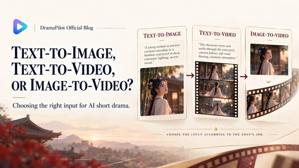 Text-to-Image, Text-to-Video, or Image-to-Video for AI Short Drama?